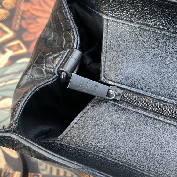 BEIS Large Black Croc Embossed Work Tote - Picture 12 of 15